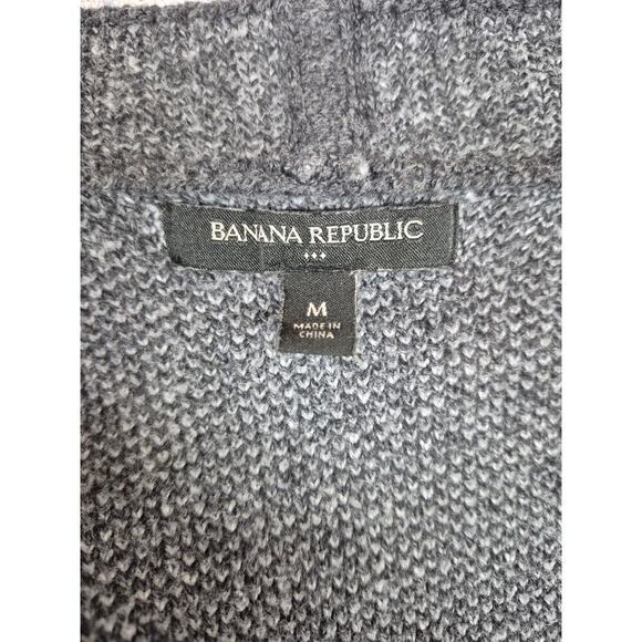 Banana Republic Grid Open-Front Cardigan Sz M Gray White - Picture 5 of 6
